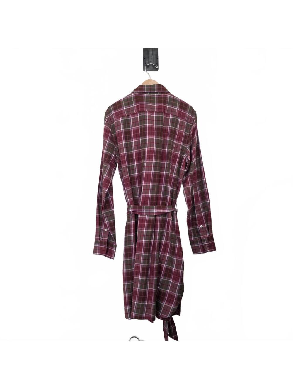 Lauren Ralph Lauren Burgundy Women's Checked Plaid Belted Shirtdress Size: 10 - Picture 5 of 7